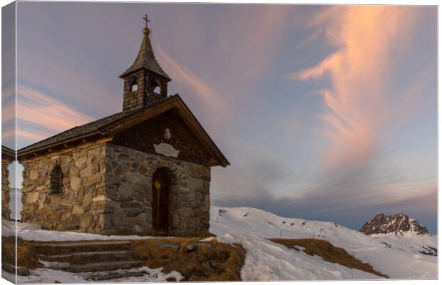 Austrian chapel at sunset Canvas Print by Thomas Schaeffer