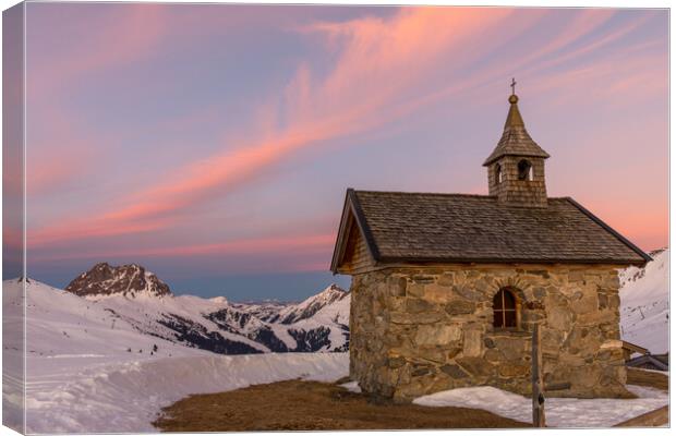 Austria chapel sunset Canvas Print by Thomas Schaeffer