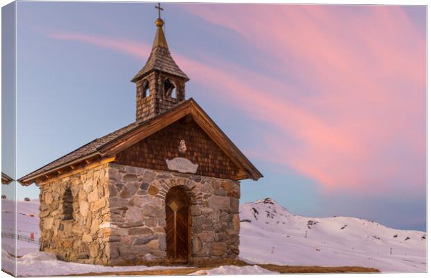 Austria chapel sunset Canvas Print by Thomas Schaeffer