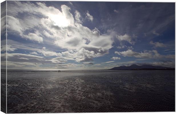 Mournes from Tyrella Beach Canvas Print by pauline morris