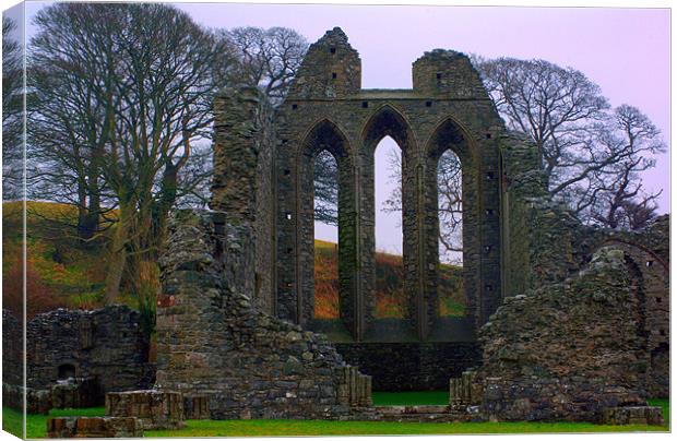 Ruins of Inch Abbey Canvas Print by pauline morris