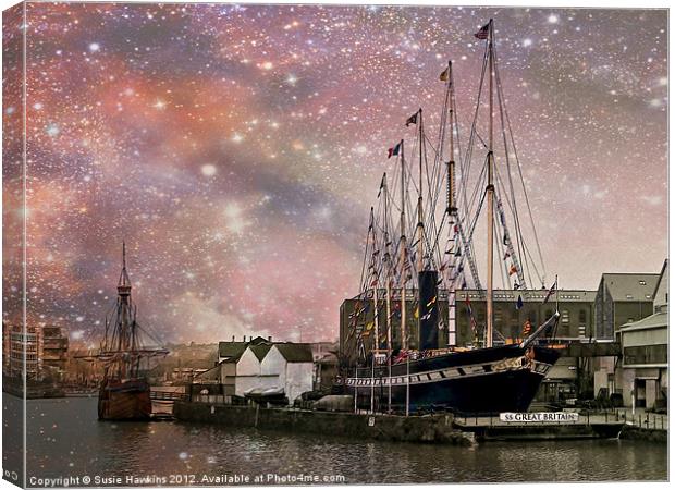 SS Great Britain - Midnight Harbour Canvas Print by Susie Hawkins