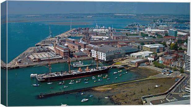 Portsmouth Docks from Spinnaker Tower Canvas Print by Geoff Storey