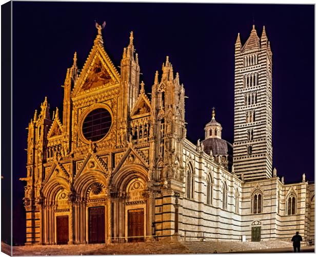 Siena Cathedral at Night Canvas Print by Geoff Storey
