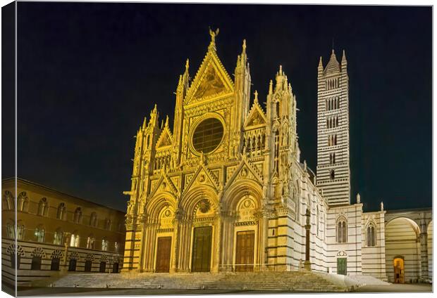 Siena Cathedral at night Canvas Print by Joyce Storey