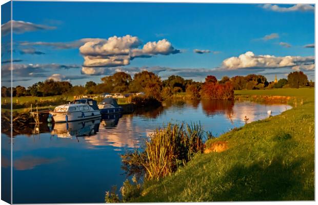 Boats near Lechlade Canvas Print by Joyce Storey