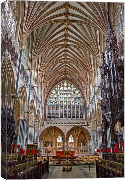 East Window in Exeter Cathedral Canvas Print by Joyce Storey