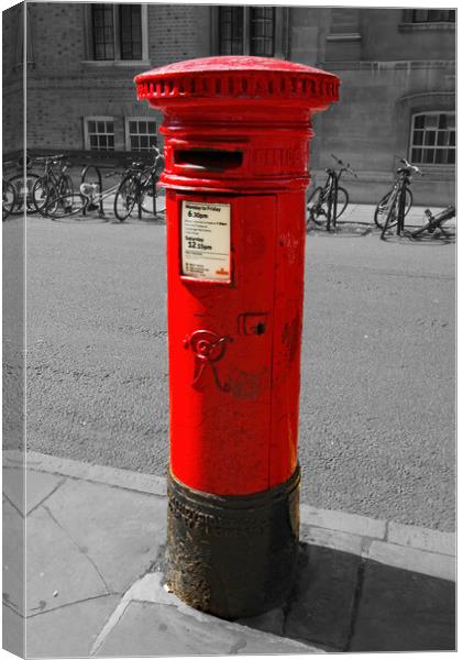 Bicycles and Victorian Post Box Canvas Print by Joyce Storey