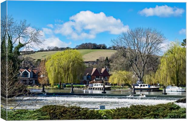 View from Goring Lock Canvas Print by Joyce Storey