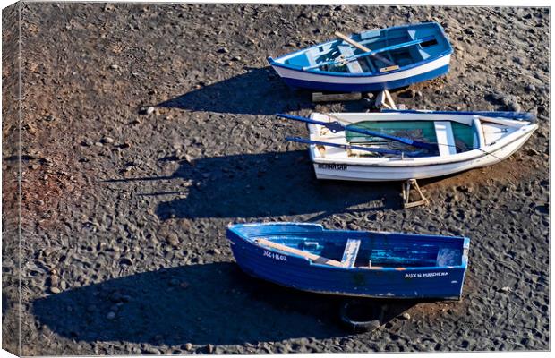 Three boats and their shadows Canvas Print by Joyce Storey