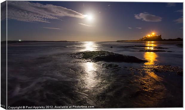 Bamburgh by Moonlight Canvas Print by Paul Appleby