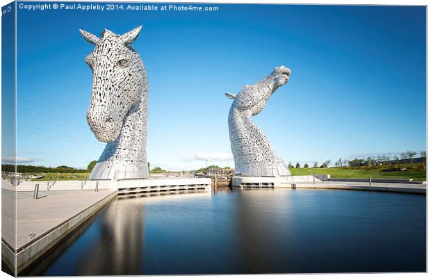  The Kelpies at the Helix, Falkirk Canvas Print by Paul Appleby