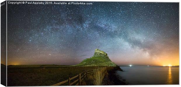  Lindisfarne under the Milky Way Canvas Print by Paul Appleby