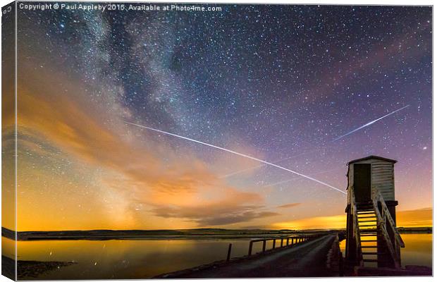  ISS Passing over Lindisfarne Causeway Canvas Print by Paul Appleby