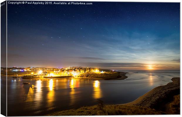  Moon Rising over Alnmouth Canvas Print by Paul Appleby