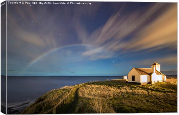  Moonbow over The Watch House Canvas Print by Paul Appleby