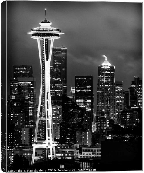Seattle Space Needle Canvas Print by Paul Appleby
