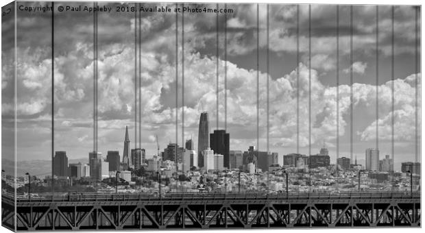 San Fransisco  Skyline over the Golden Gate Bridge Canvas Print by Paul Appleby