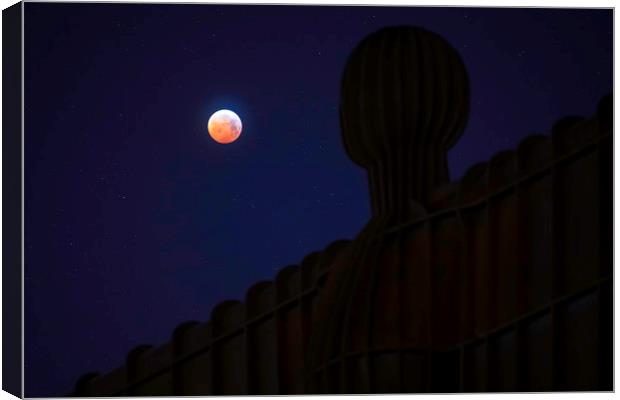 Super Blood Wolf Moon 2019 Angel of the North Canvas Print by Paul Appleby