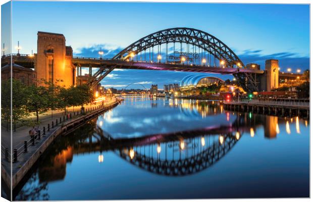 Newcastle Bridges - Dawn Canvas Print by Paul Appleby