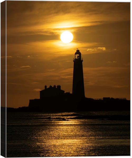 St. Mary's Lighthouse at sunrise Canvas Print by Paul Appleby