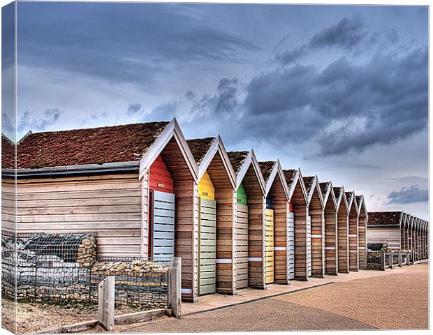 Beach Huts Canvas Print by Karen Crawford