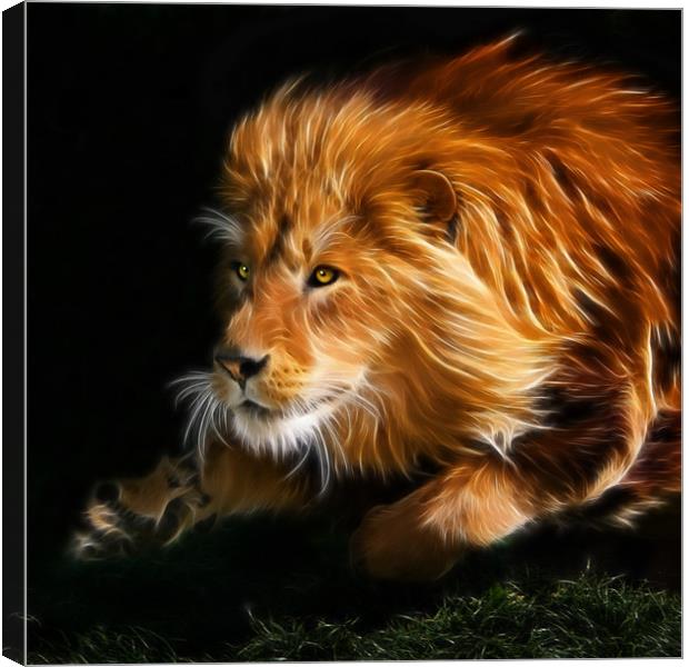 Raw Lion Power Fractal Canvas Print by Julie Hoddinott