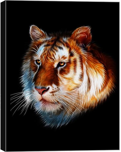 Zeus, Tiger Fractal Art Canvas Print by Julie Hoddinott