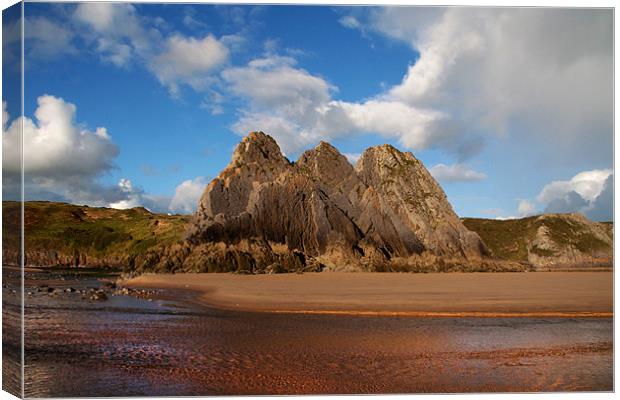 Three Cliffs Bay Canvas Print by Julie Hoddinott