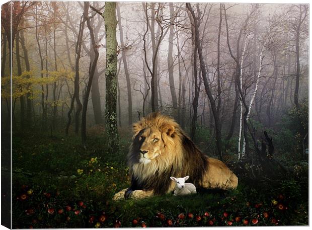 So the Lion Fell in Love with the Lamb Canvas Print by Julie Hoddinott