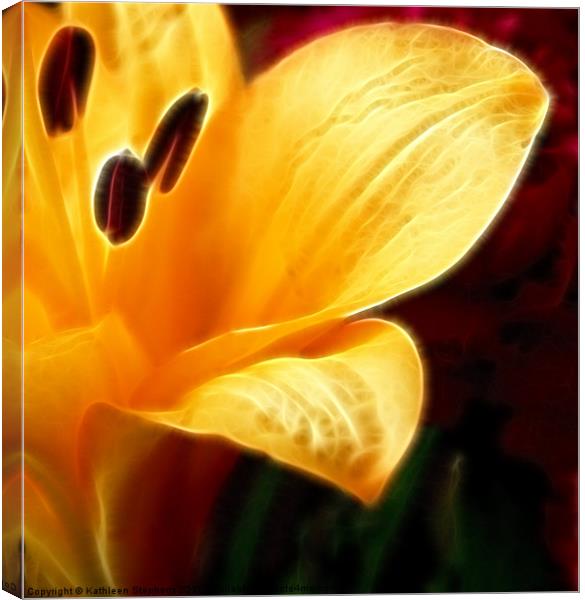 Golden Lily Petals Canvas Print by Kathleen Stephens
