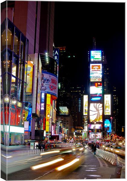 Traffic at Time Square Canvas Print by Thomas Stroehle