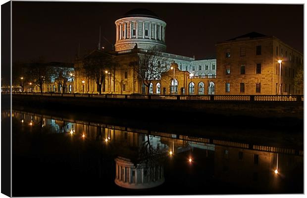 The Four Courts along the River Liffey Canvas Print by Thomas Stroehle