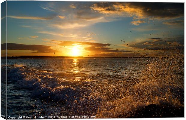 Wave Breaking Sunset Dunbar. Canvas Print by Keith Thorburn EFIAP/b