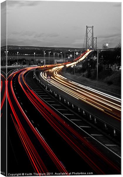 Trail Lights to Forth Road Bridge Canvas Print by Keith Thorburn EFIAP/b