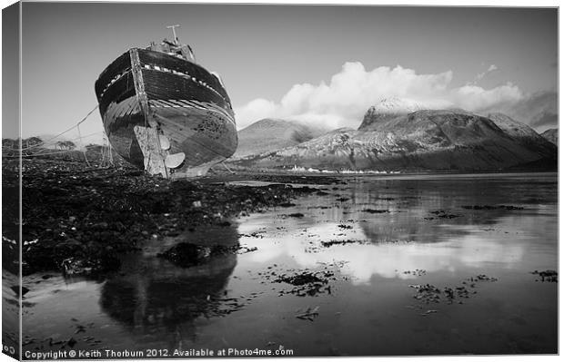 Ben Nevis with Old Boat Canvas Print by Keith Thorburn EFIAP/b