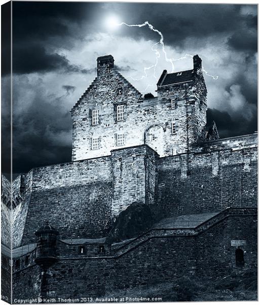 Lightning over Edinburgh Castle. Canvas Print by Keith Thorburn EFIAP/b