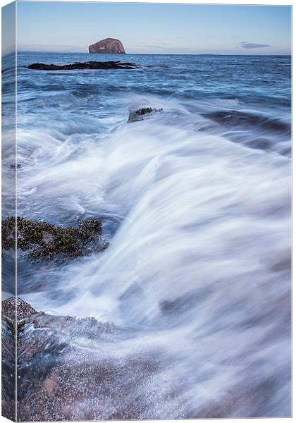 Waves to Bass Rock Canvas Print by Keith Thorburn EFIAP/b
