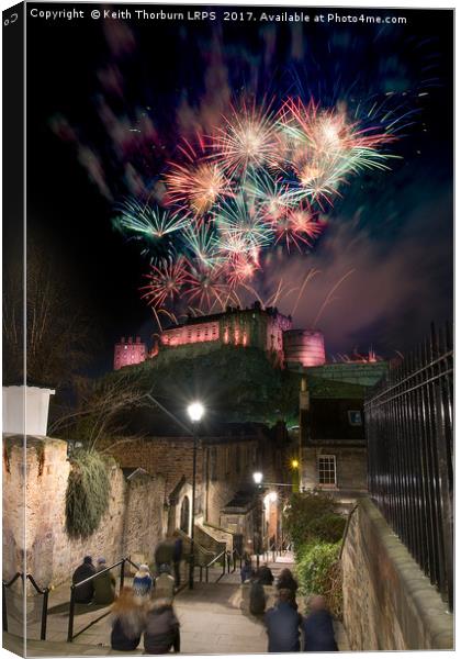 Edinburgh 2017 New year Fireworks Canvas Print by Keith Thorburn EFIAP/b