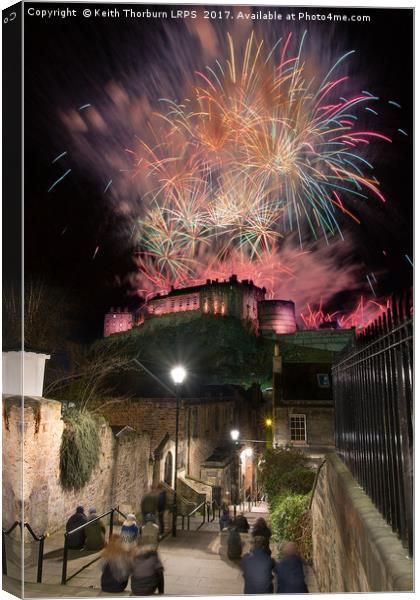 Edinburgh 2017 New year Fireworks Canvas Print by Keith Thorburn EFIAP/b