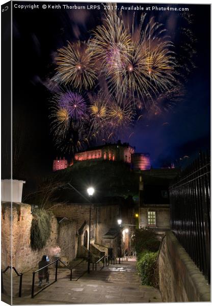 Edinburgh 2017 New year Fireworks Canvas Print by Keith Thorburn EFIAP/b