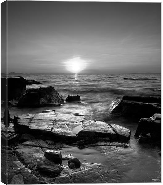 BW Rocky Sunset Canvas Print by Keith Thorburn EFIAP/b