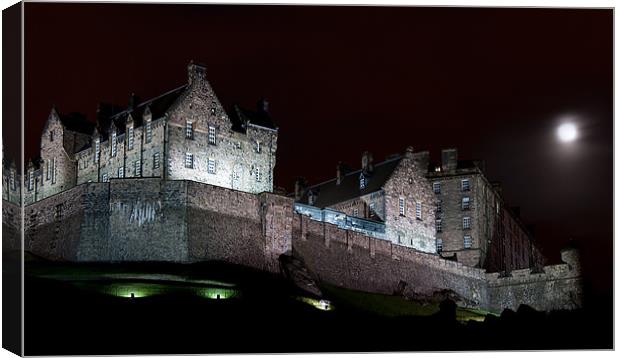 Edinburgh Castle with Full Moon Canvas Print by Keith Thorburn EFIAP/b