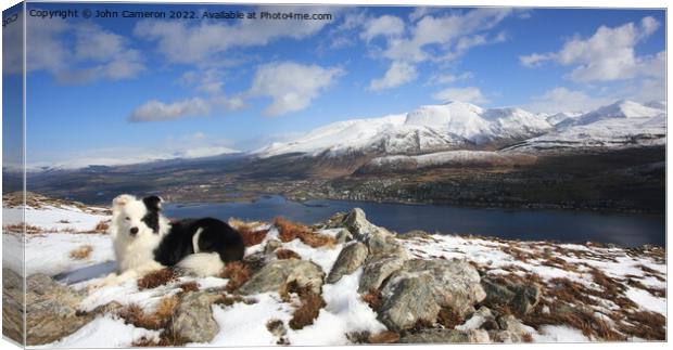 Fort William, Ben Nevis and Loch Linnhe in winter. Canvas Print by John Cameron