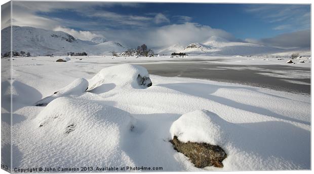 Rannoch Moor in winter. Canvas Print by John Cameron