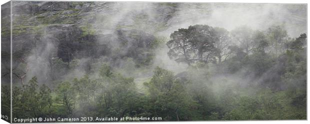Mist in Glen Nevis. Canvas Print by John Cameron