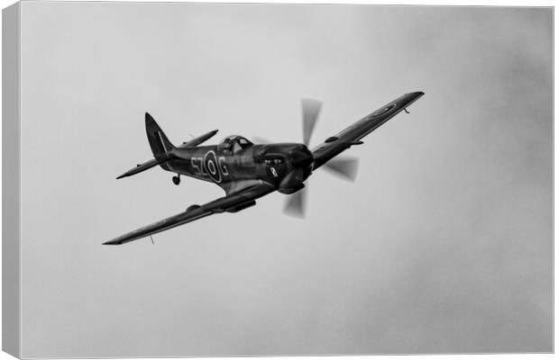 Spitfire TE311 Mono Canvas Print by J Biggadike