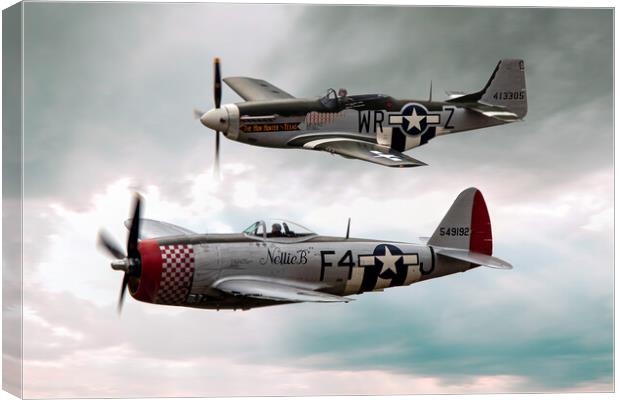 Little Friends P51 and P47 Canvas Print by J Biggadike