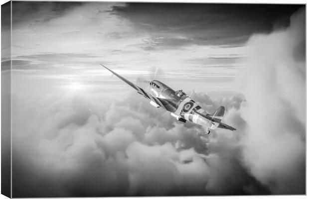 Spitfire AB910 Black and White Canvas Print by J Biggadike