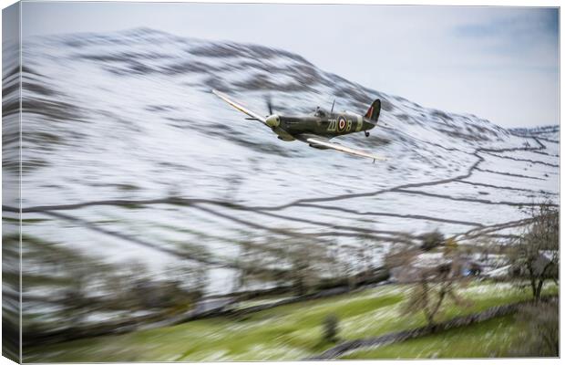Spitfire Winter In The Vale Canvas Print by J Biggadike